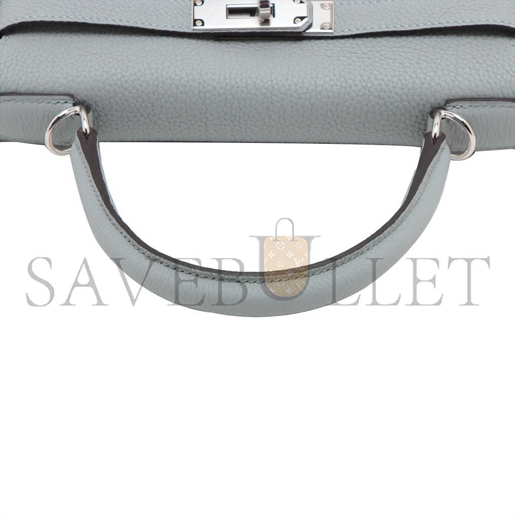 HERMÈS KELLY 28 TOGO BLUE GLACIER SILVER METAL FITTINGS (28*22*10cm)